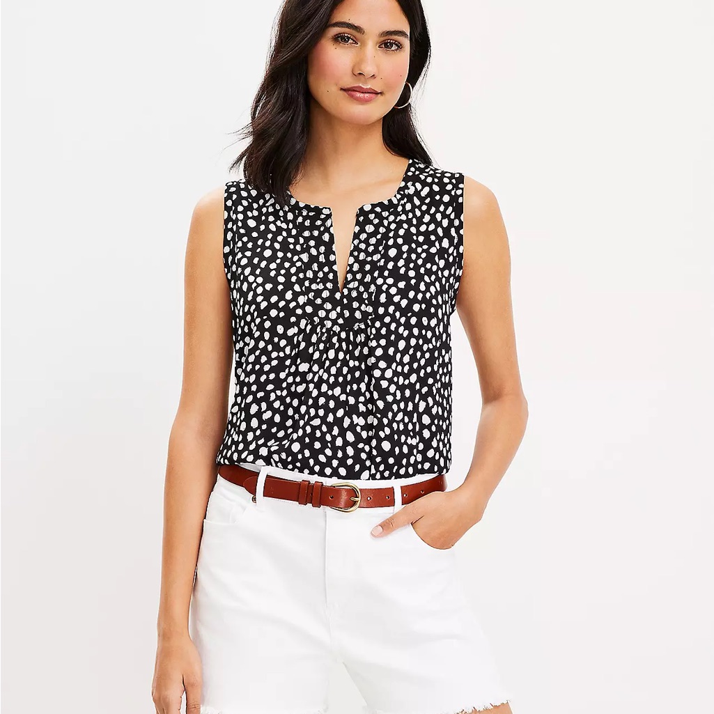 Nwt Loft Dotted Split Neck Shell